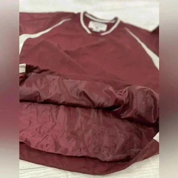 Champion Vintage 90s Adult M Pullover V-Neck Windbreaker Lined Jacket Maroon red - Picture 11 of 16